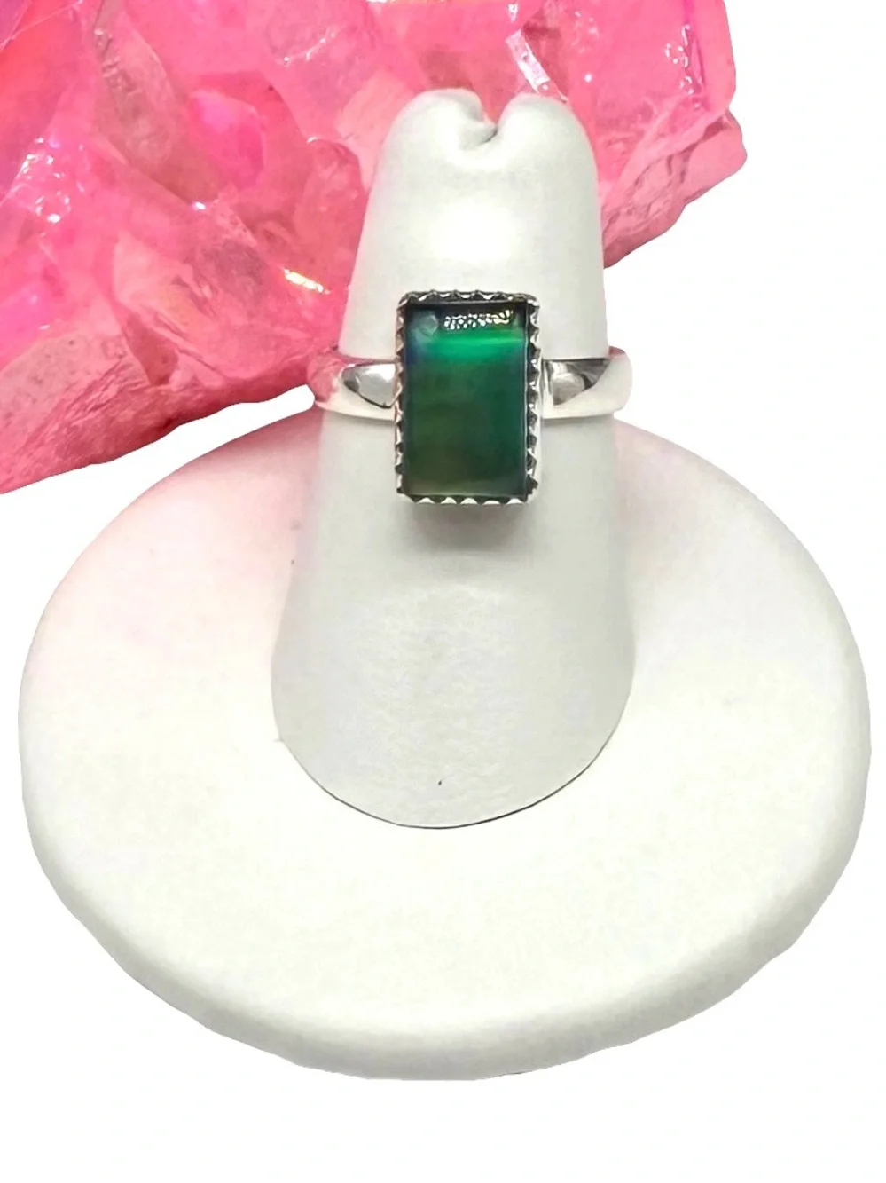 Aurora Fire Opal Ring Size 6 Solid 925 Sterling Silver Aura